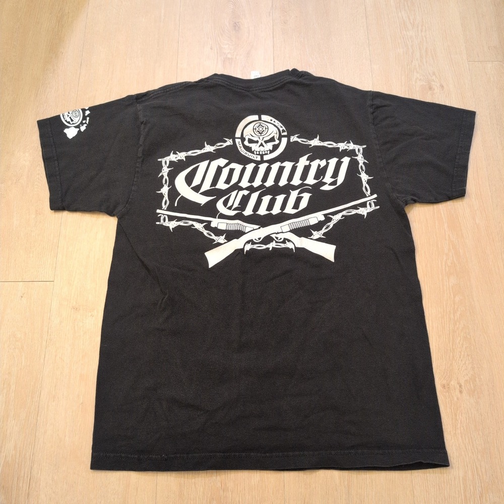 Maui Built Country Club Graphic Men Medium Black Skull Shotguns Surf Biker Punk